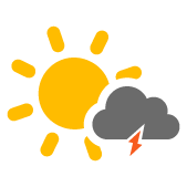 Vereinzelte Wolken mit möglichen Gewittern Vereinzelte Wolken mit möglichen Gewittern