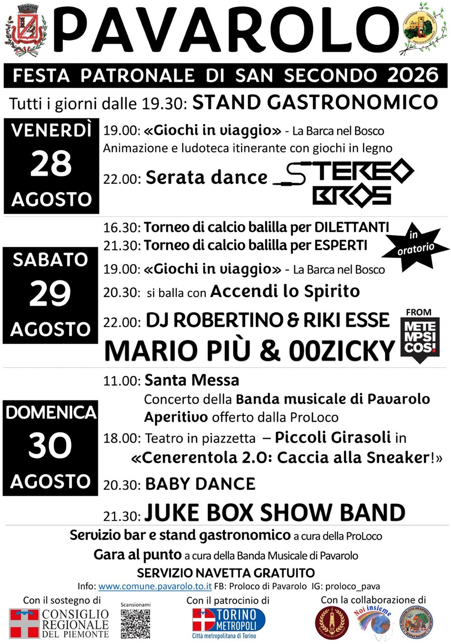 28-29-30 agosto  - Festa Patronale di San Secondo 2026